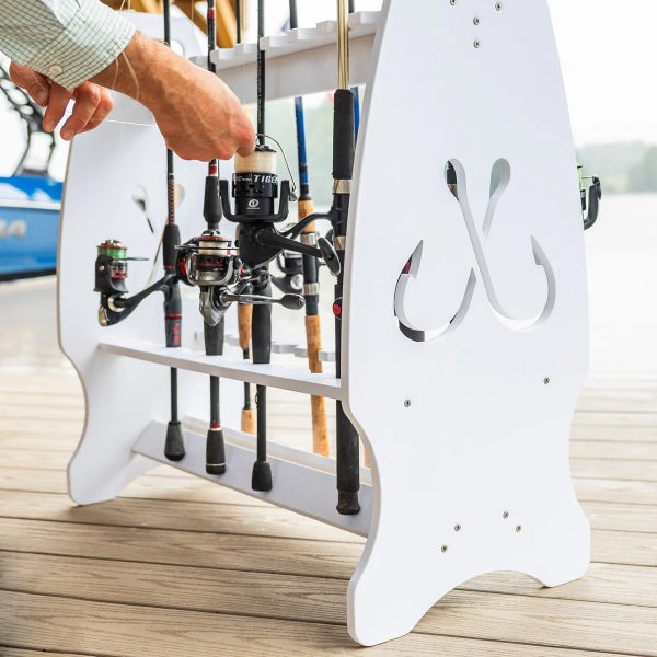container store fishing reel StoreYour Marlin Fishing Rod Storage Stand