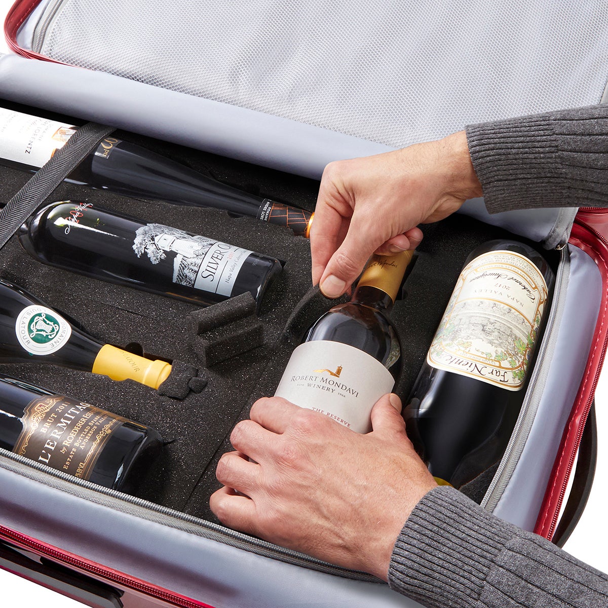 Wine Enthusiast TSA-Approved 6-Bottle Wine Suitcase | The