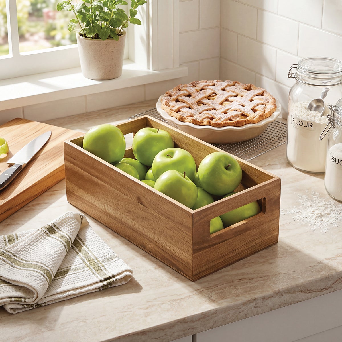 iDesign Acacia Handle Bin | The Container Store