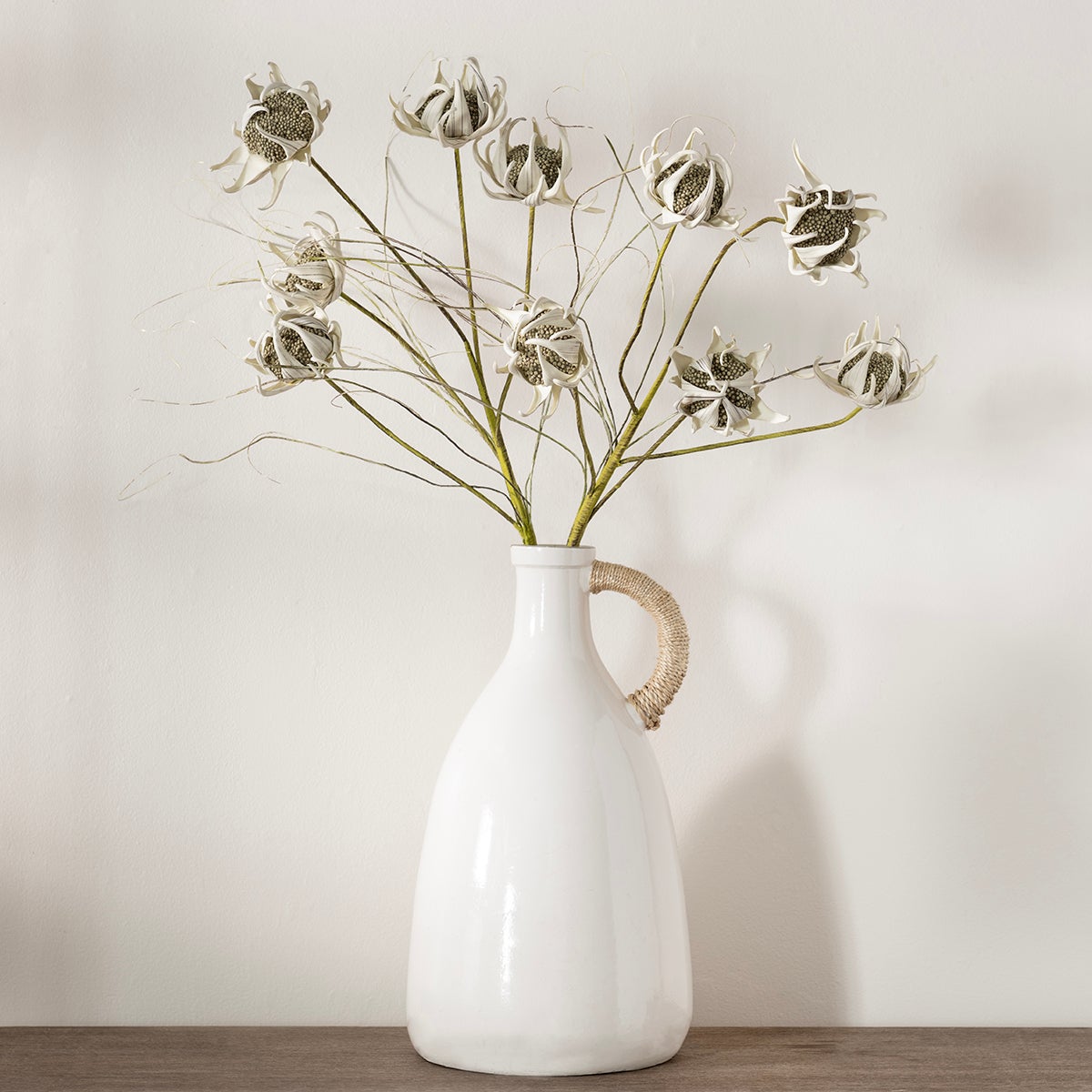 Tall White Jug Vase with Rope Handle | The Container Store