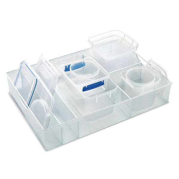 SimpleHouseware Food Container Lid Organizer, Adjustable Dividers Lids  Storage, 10''x8'', White 