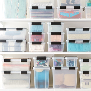 Small Our Tidy Box Aqua, 7-1/2 x 13-1/4 x 4-3/4 H | The Container Store