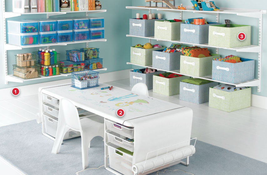 White Elfa Playroom & Coloring Table